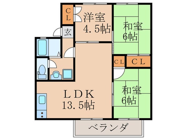 パレス花宅D棟の物件間取画像